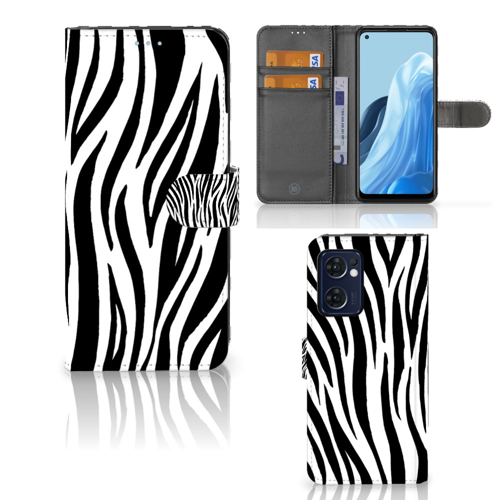 OPPO Find X5 Lite | Reno 7 5G Telefoonhoesje met Pasjes Zebra