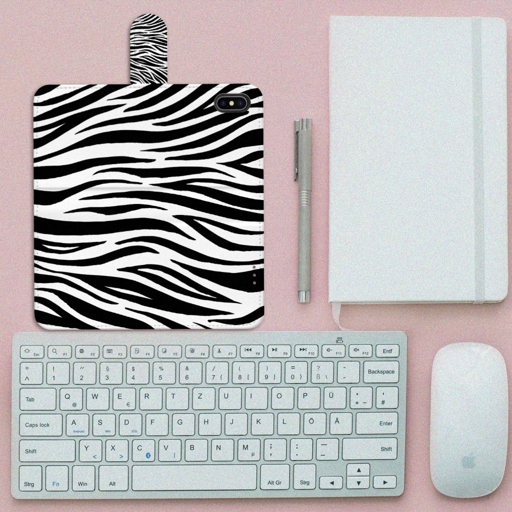 Apple iPhone Xs Max Telefoonhoesje met Pasjes Zebra