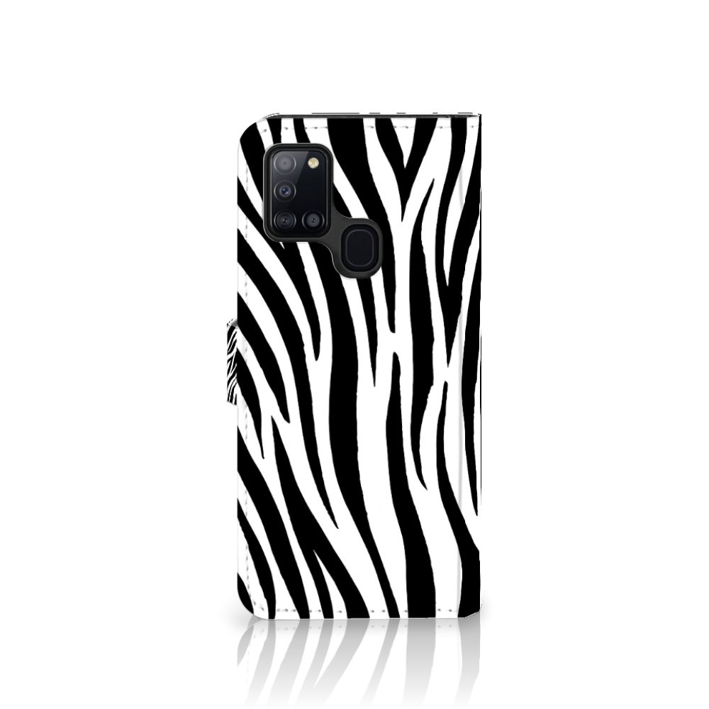 Samsung Galaxy A21s Telefoonhoesje met Pasjes Zebra