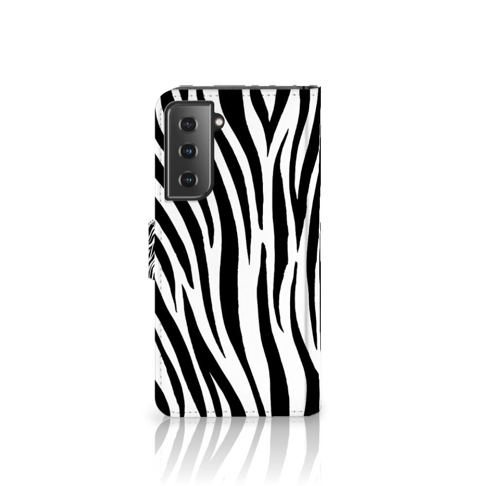 Samsung Galaxy S21 Telefoonhoesje met Pasjes Zebra