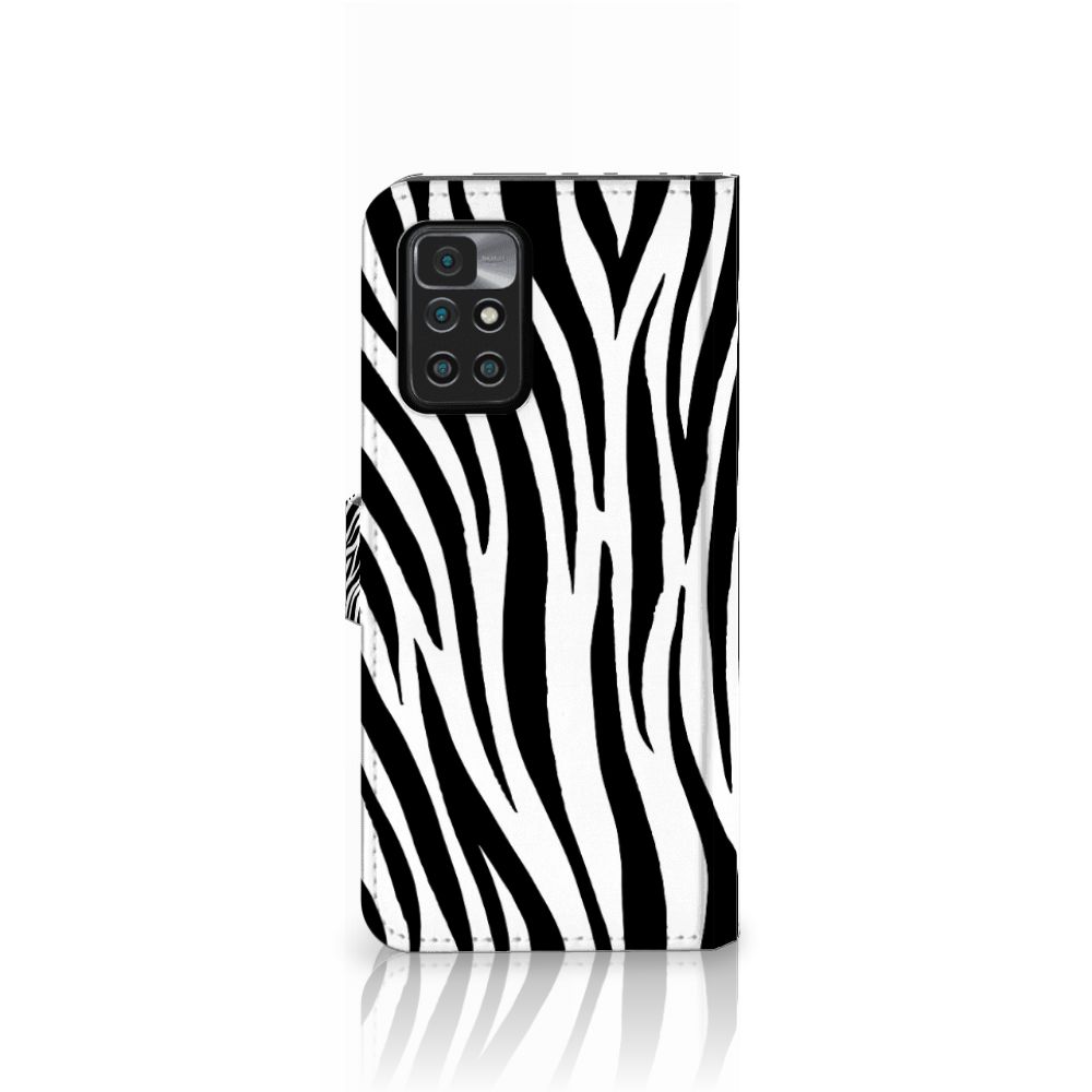 Xiaomi Redmi 10 Telefoonhoesje met Pasjes Zebra
