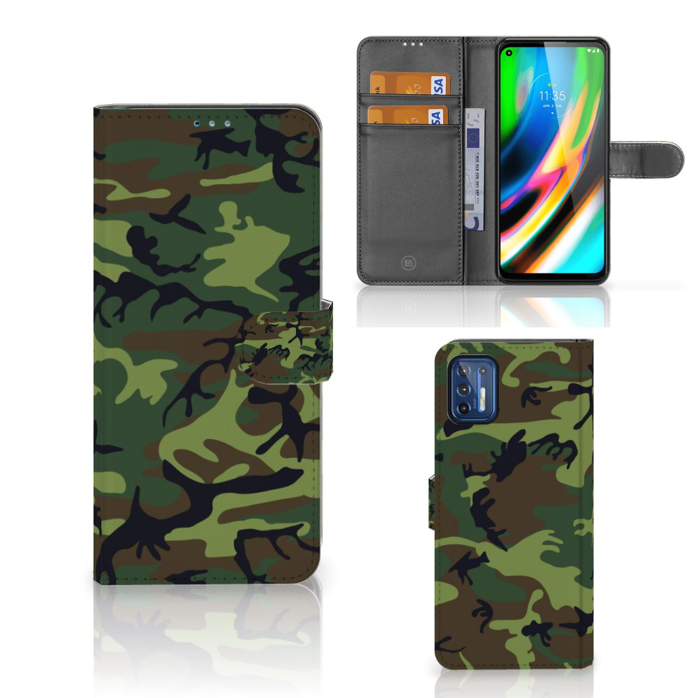 Motorola Moto G9 Plus Telefoon Hoesje Army Dark