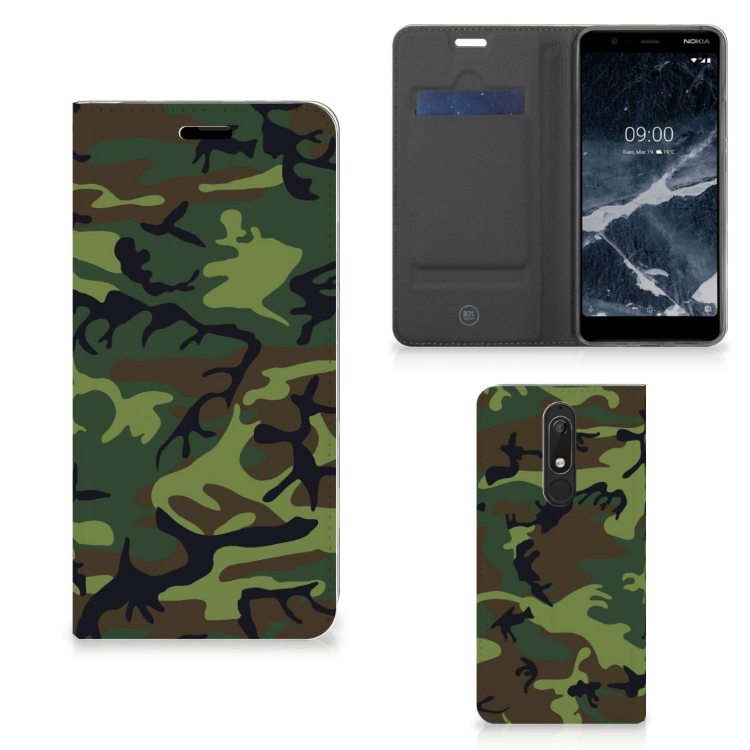 Nokia 5.1 (2018) Hoesje met Magneet Army Dark
