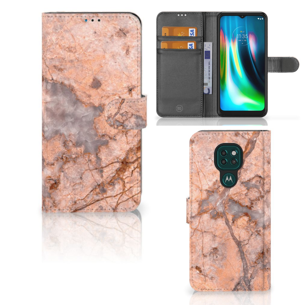Motorola Moto G9 Play | E7 Plus Bookcase Marmer Oranje