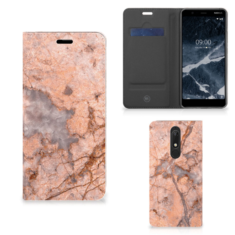 Nokia 5.1 (2018) Standcase Marmer Oranje
