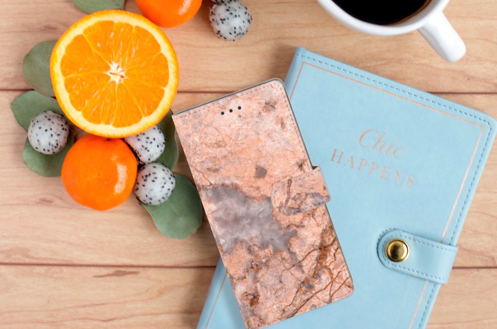 Samsung Galaxy Note 8 Bookcase Marmer Oranje
