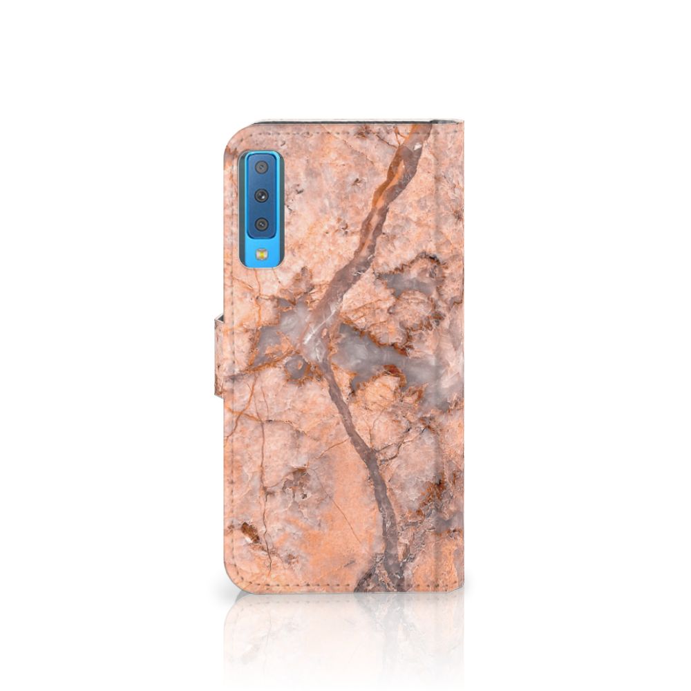 Samsung Galaxy A7 (2018) Bookcase Marmer Oranje
