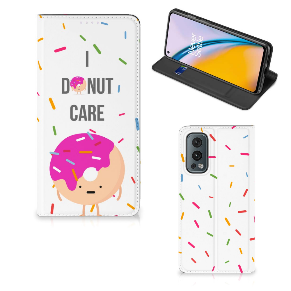 OnePlus Nord 2 5G Flip Style Cover Donut Roze