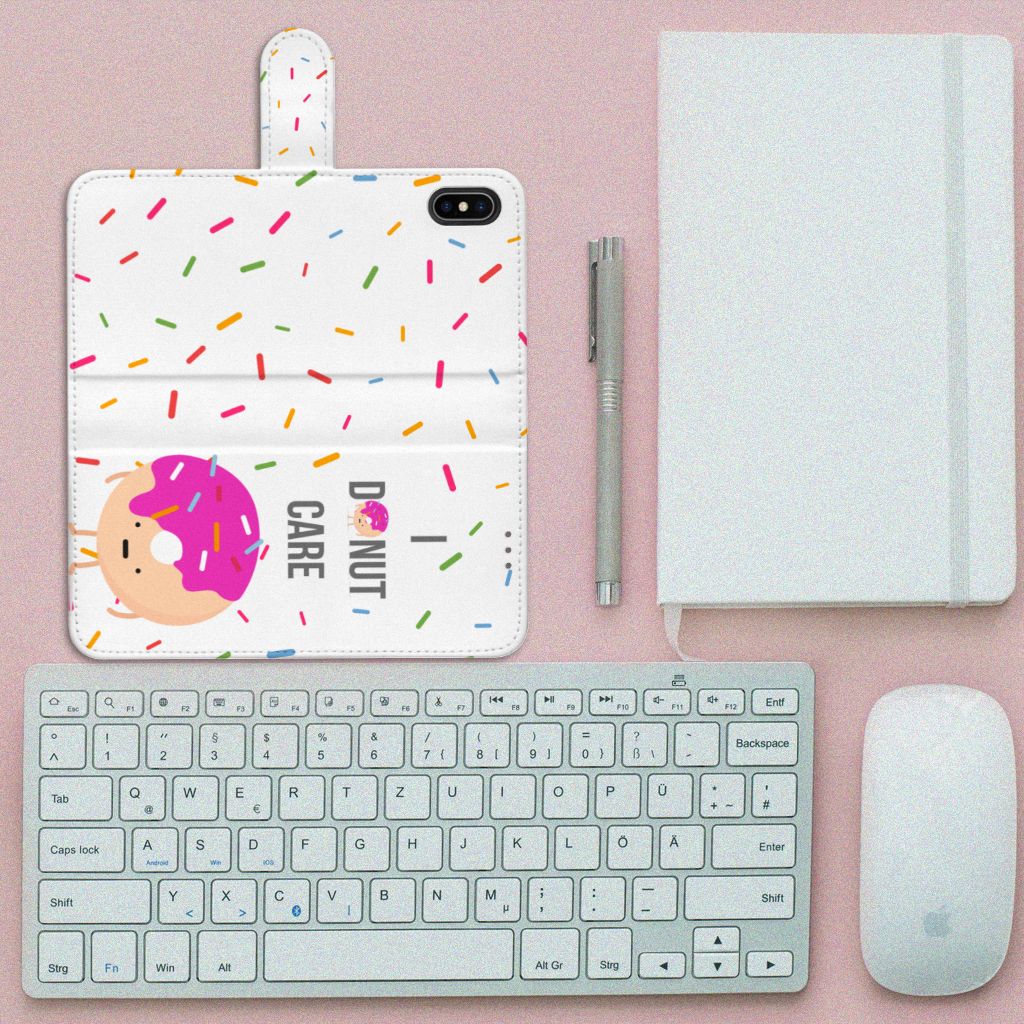Apple iPhone Xs Max Book Cover Donut Roze