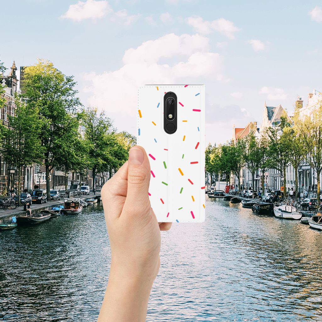 Nokia 5.1 (2018) Flip Style Cover Donut Roze