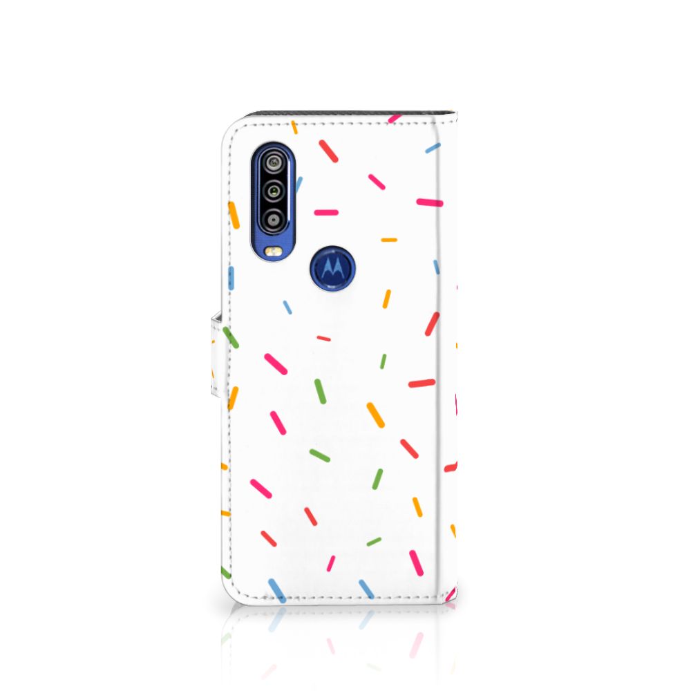 Motorola One Action Book Cover Donut Roze