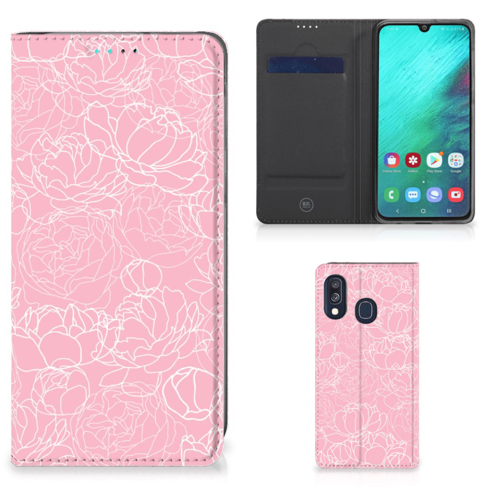 Samsung Galaxy A40 Smart Cover White Flowers