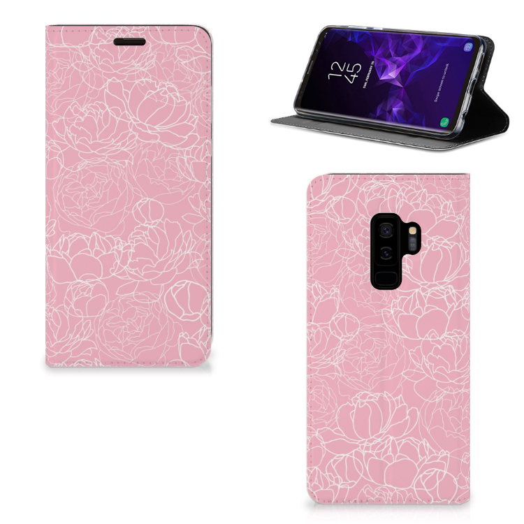 Samsung Galaxy S9 Plus Standcase Hoesje Design White Flowers