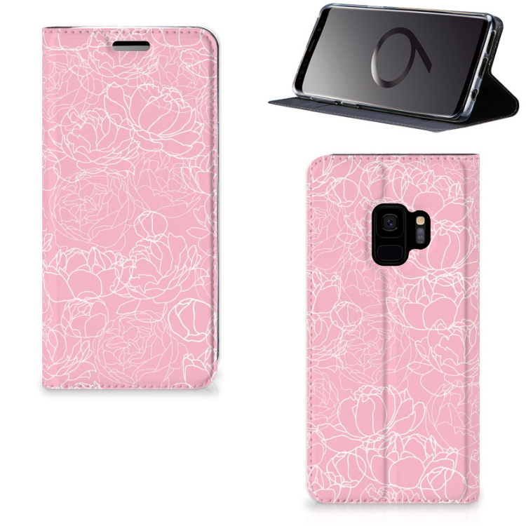 Samsung Galaxy S9 Standcase Hoesje Design White Flowers