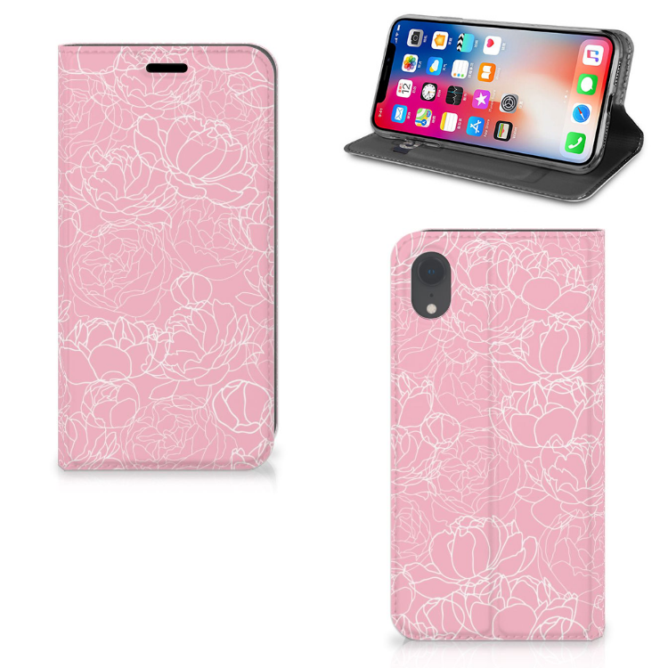 Apple iPhone Xr Standcase Hoesje Design White Flowers