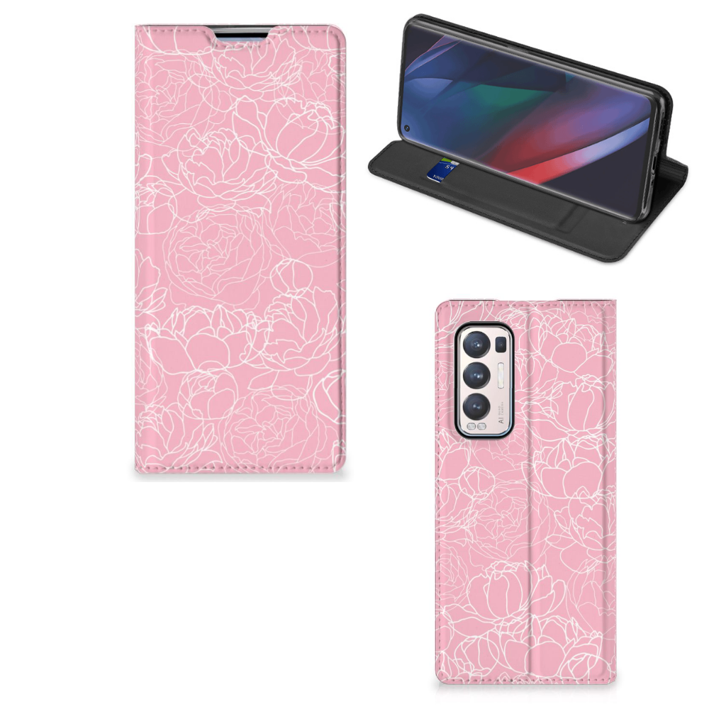 OPPO Find X3 Neo Smart Cover White Flowers