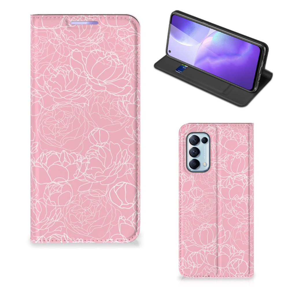 OPPO Find X3 Lite Smart Cover White Flowers
