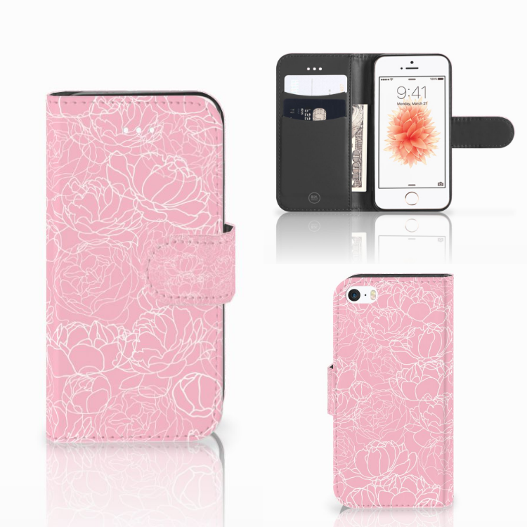 Apple iPhone 5 | 5s | SE Boekhoesje Design White Flowers