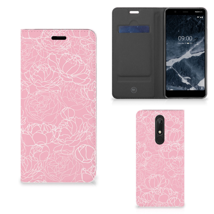 Nokia 5.1 (2018) Smart Cover White Flowers