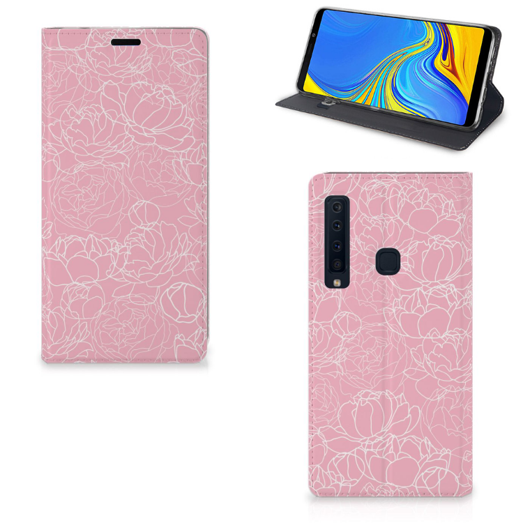 Samsung Galaxy A9 (2018) Standcase Hoesje Design White Flowers