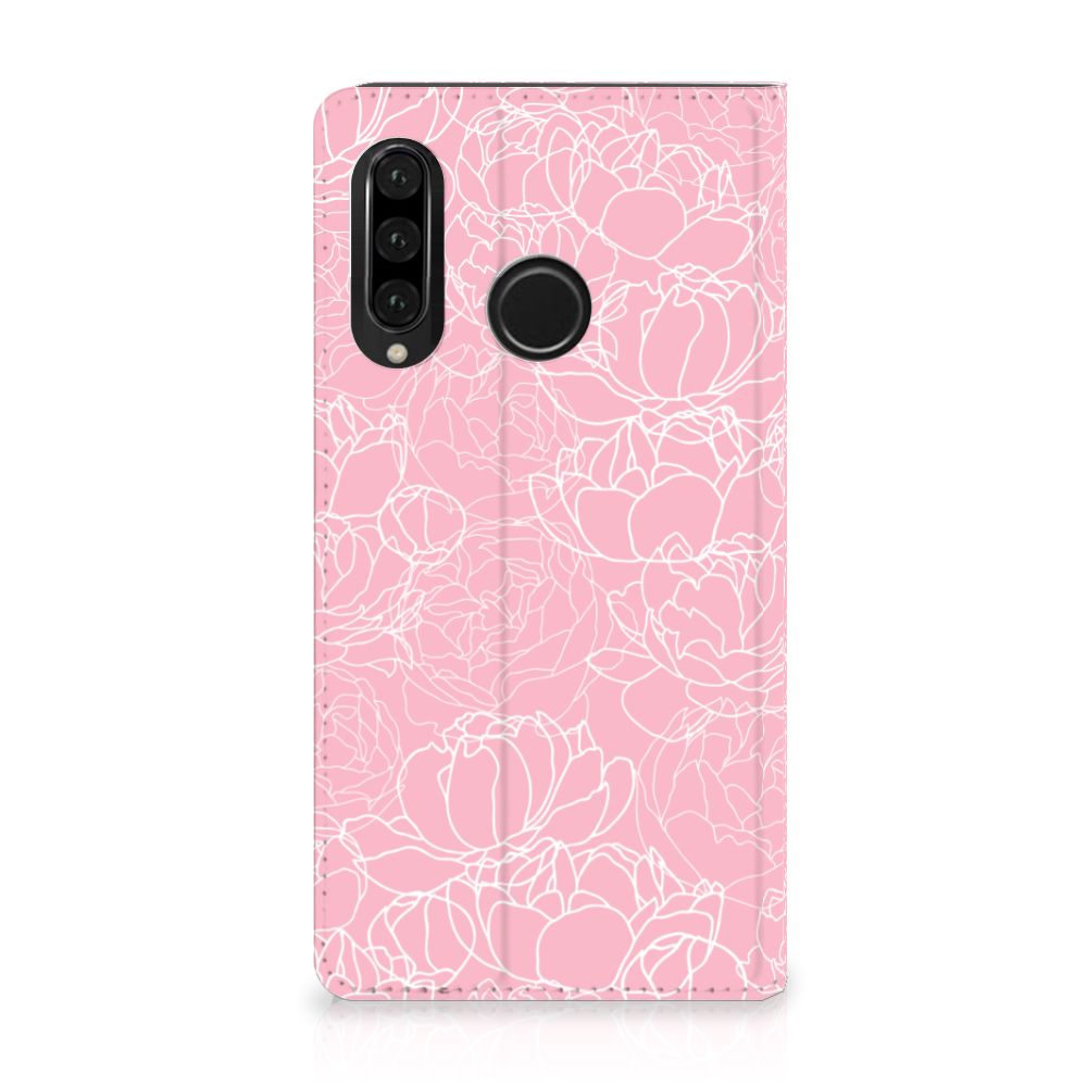 Huawei P30 Lite New Edition Smart Cover White Flowers