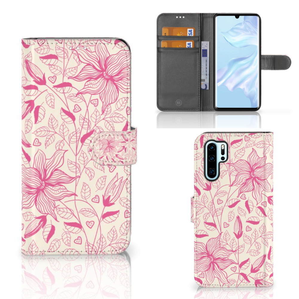 Huawei P30 Pro Hoesje Pink Flowers