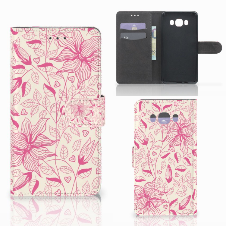 Samsung Galaxy J7 2016 Hoesje Pink Flowers