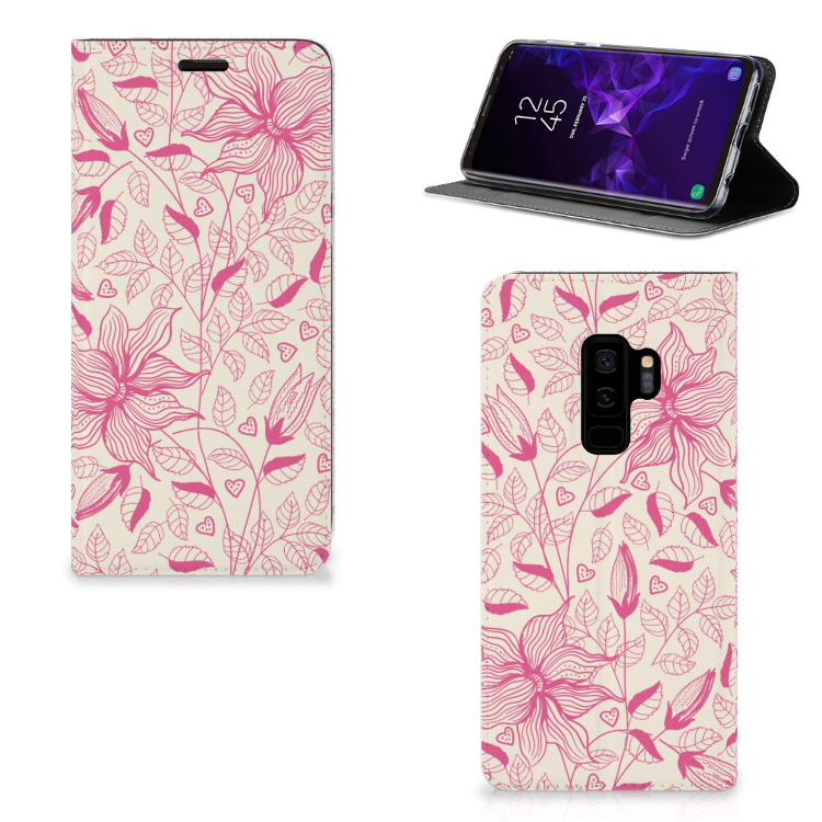 Samsung Galaxy S9 Plus Uniek Standcase Hoesje Pink Flowers