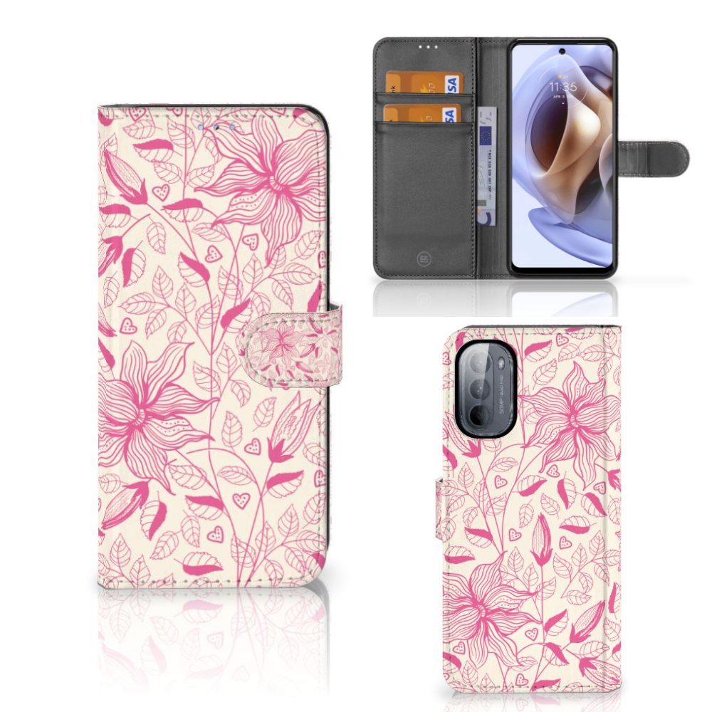 Motorola Moto G31 | G41 Hoesje Pink Flowers