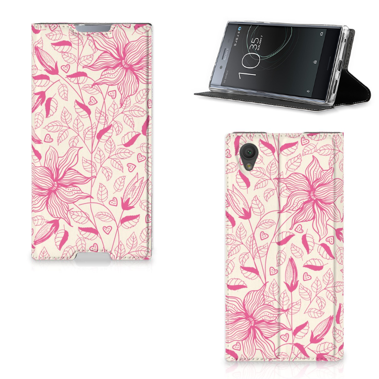Sony Xperia L1 Smart Cover Pink Flowers