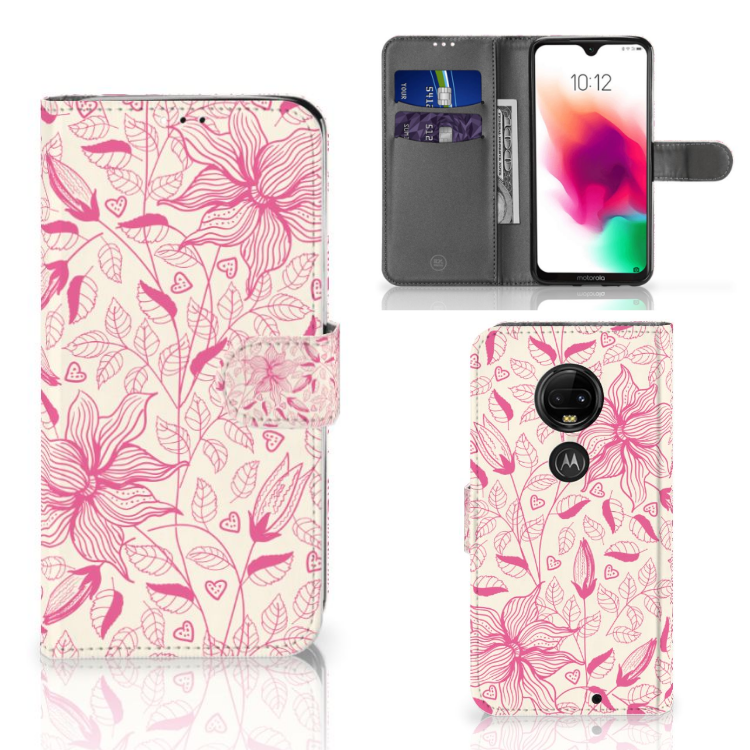 Motorola Moto G7 | G7 Plus Uniek Boekhoesje Pink Flowers
