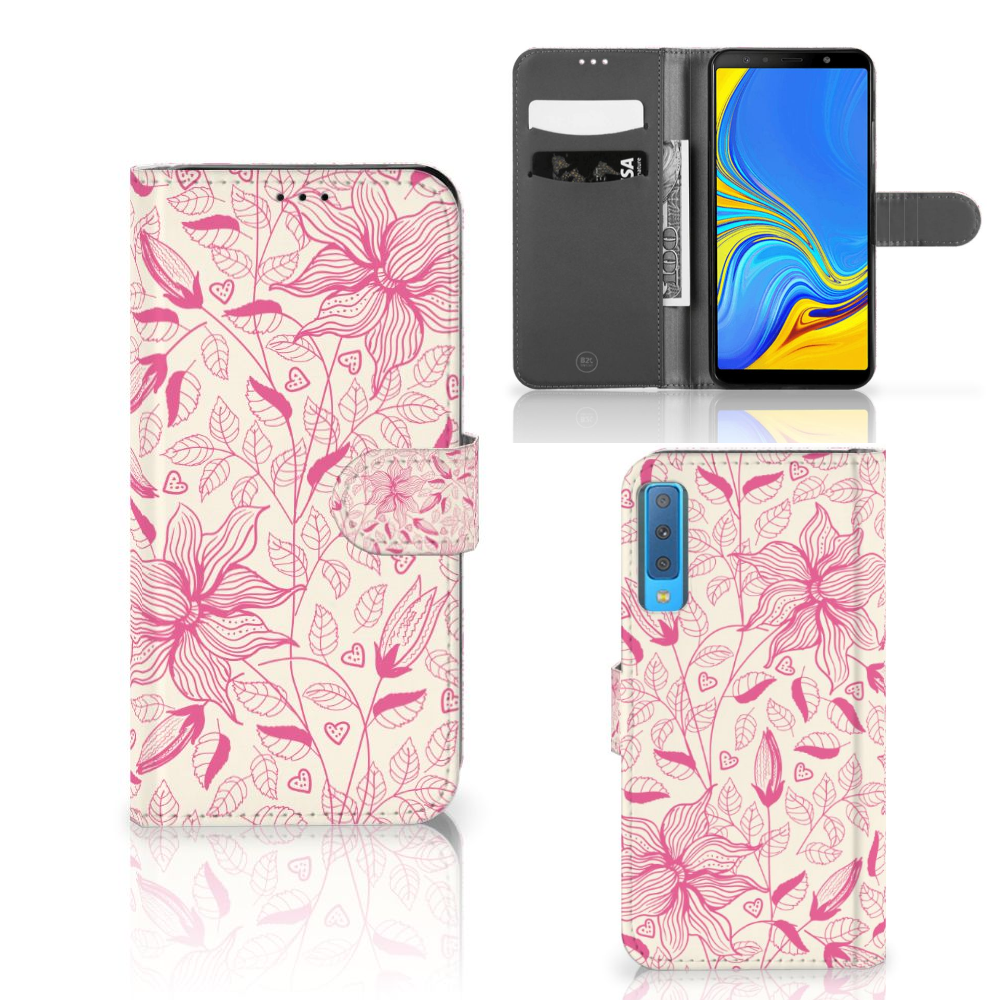 Samsung Galaxy A7 (2018) Hoesje Pink Flowers