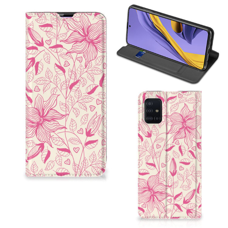 Samsung Galaxy A51 Smart Cover Pink Flowers