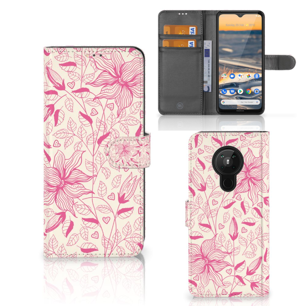 Nokia 5.3 Hoesje Pink Flowers