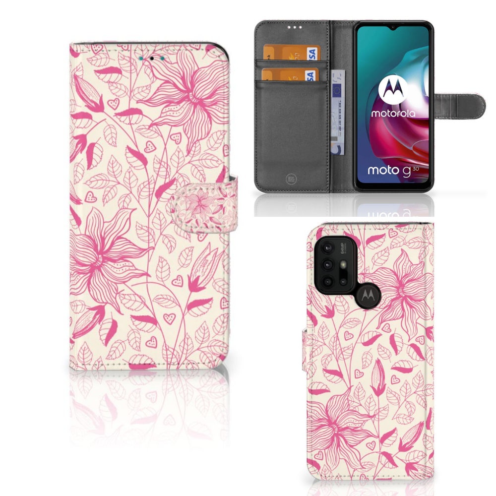 Motorola Moto G10 | G20 | G30 Hoesje Pink Flowers