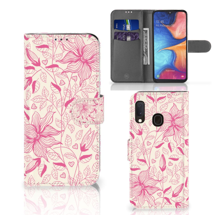 Samsung Galaxy A20e Hoesje Pink Flowers