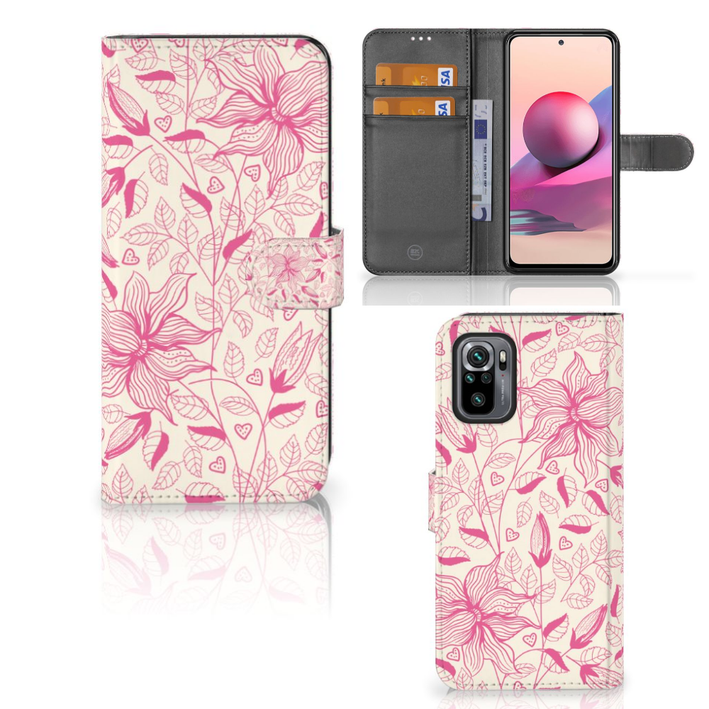 Xiaomi Redmi Note 10S | 10 4G | Poco M5s Hoesje Pink Flowers