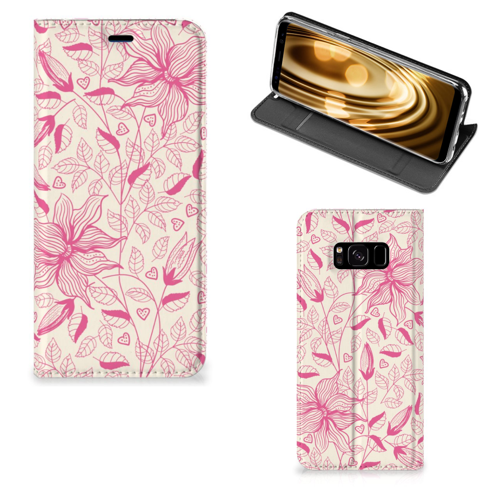 Samsung Galaxy S8 Uniek Standcase Hoesje Pink Flowers