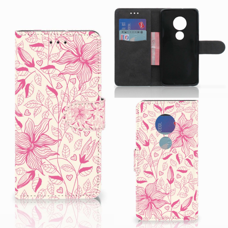 Motorola Moto G7 Play Hoesje Pink Flowers