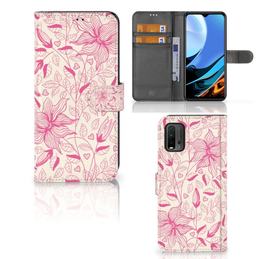 Xiaomi Redmi 9T | Poco M3 Hoesje Pink Flowers