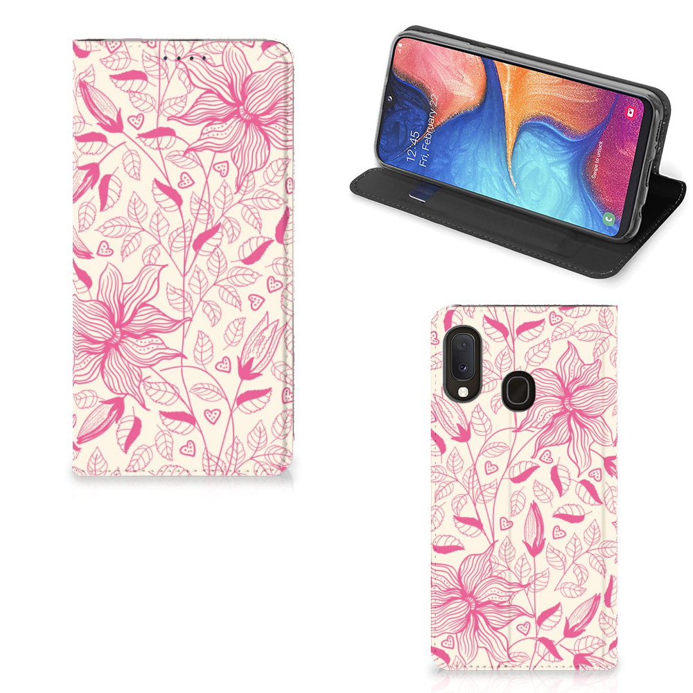 Samsung Galaxy A20e Smart Cover Pink Flowers