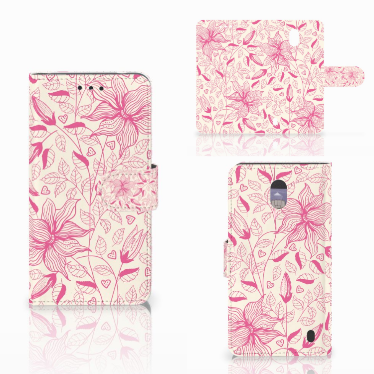 Nokia 2 Uniek Boekhoesje Pink Flowers