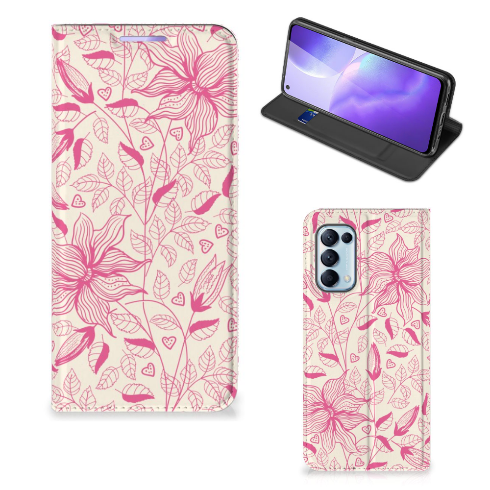 OPPO Find X3 Lite Smart Cover Pink Flowers