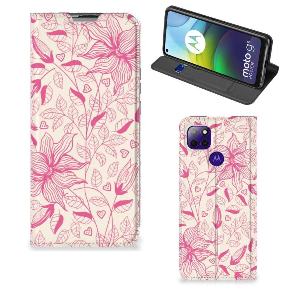 Motorola Moto G9 Power Smart Cover Pink Flowers