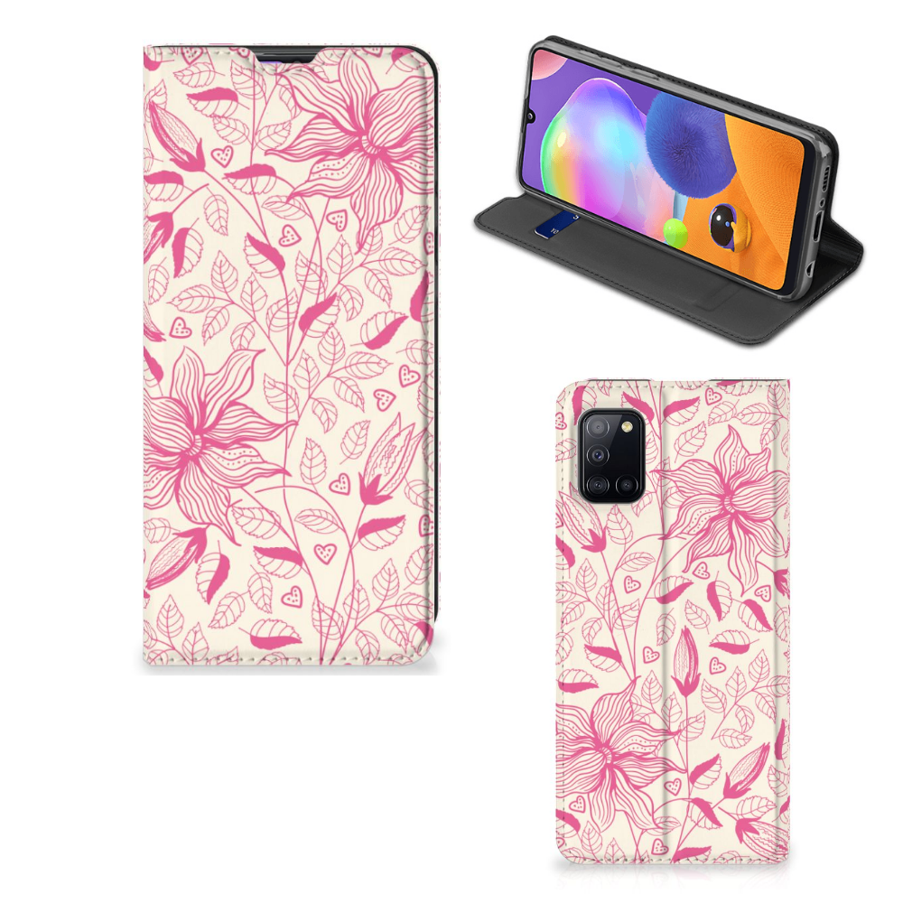 Samsung Galaxy A31 Smart Cover Pink Flowers
