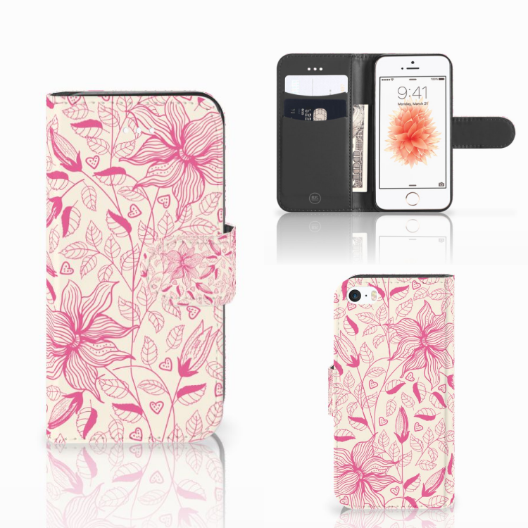 Apple iPhone 5 | 5s | SE Hoesje Pink Flowers