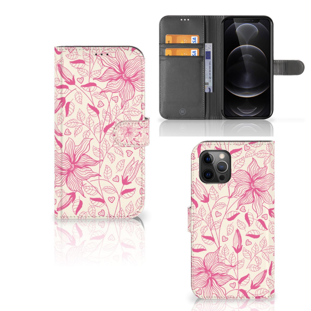 Apple iPhone 12 Pro Max Hoesje Pink Flowers