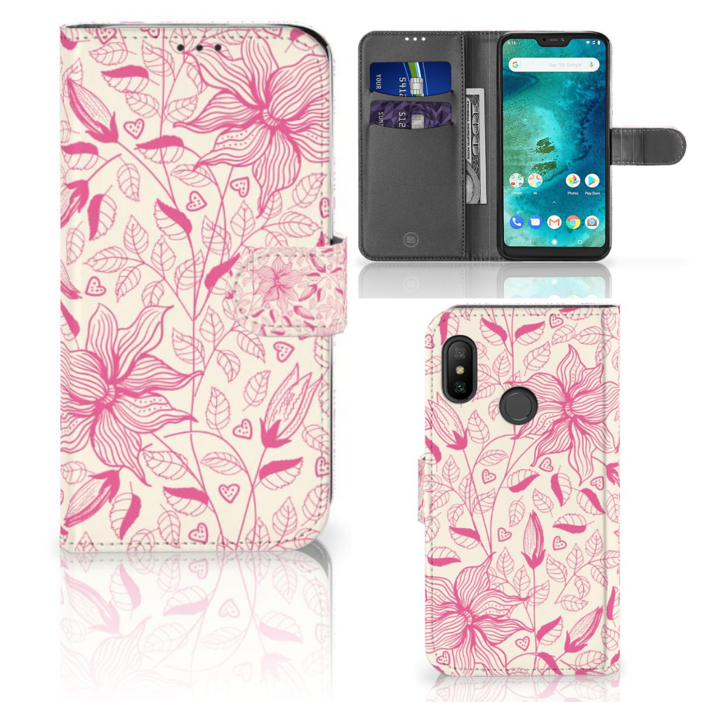 Xiaomi Mi A2 Lite Hoesje Pink Flowers