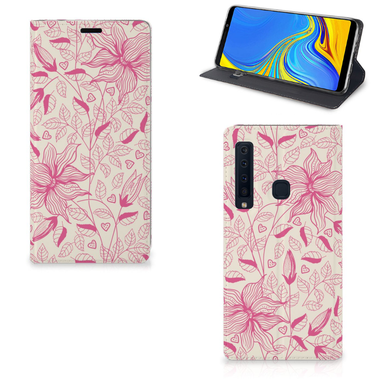 Samsung Galaxy A9 (2018) Uniek Standcase Hoesje Pink Flowers