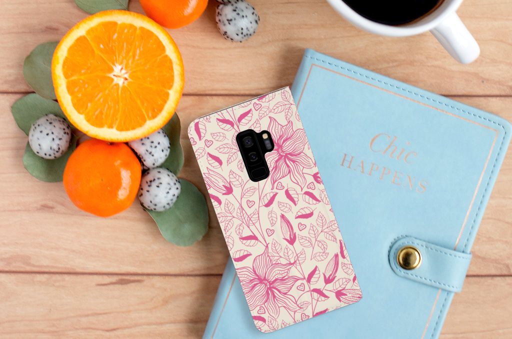 Samsung Galaxy S9 Plus Smart Cover Pink Flowers